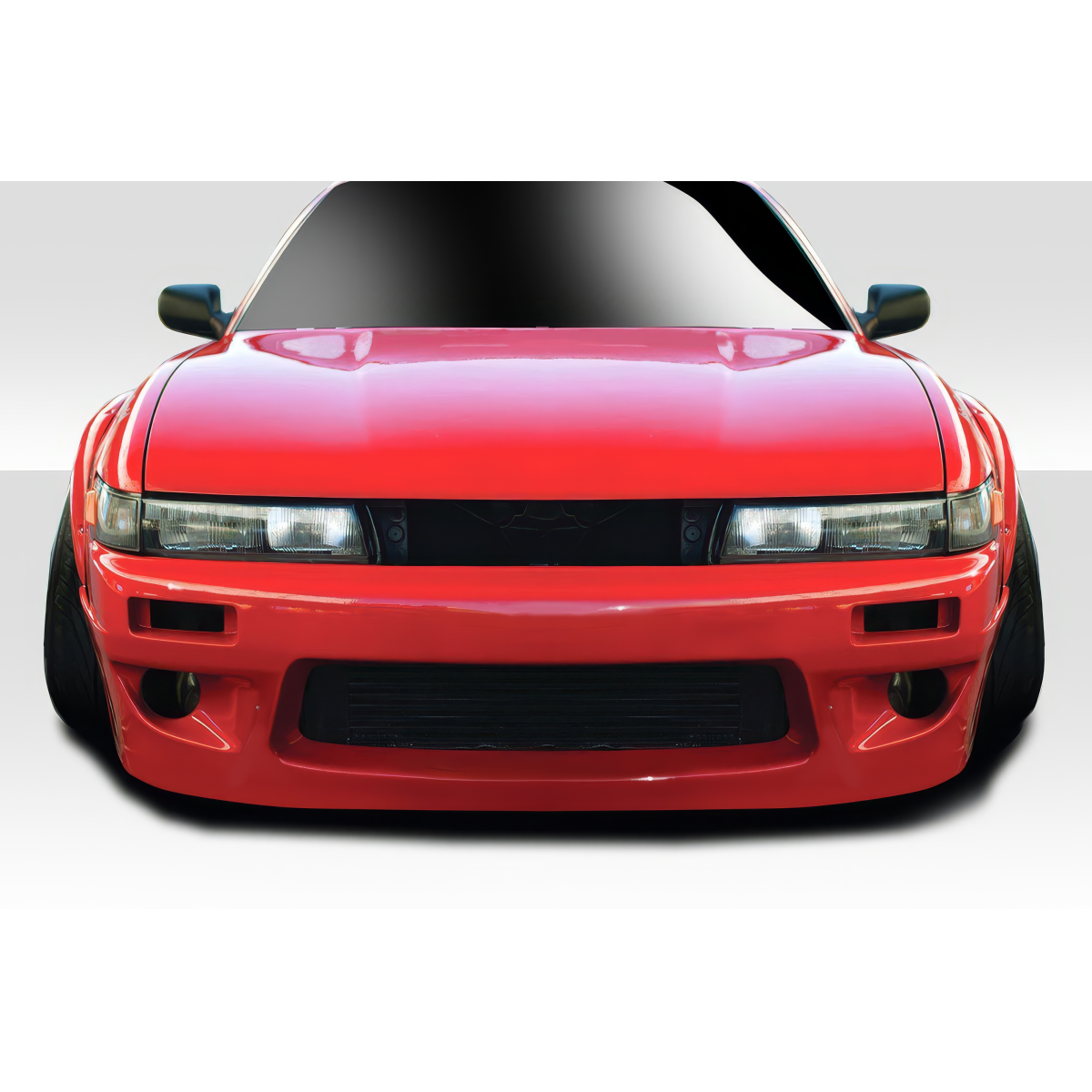 Modify your Nissan Silvia 1989 with our Exterior/Front Bumpers or Lips - Front view of a Nissan Silvia at eye level