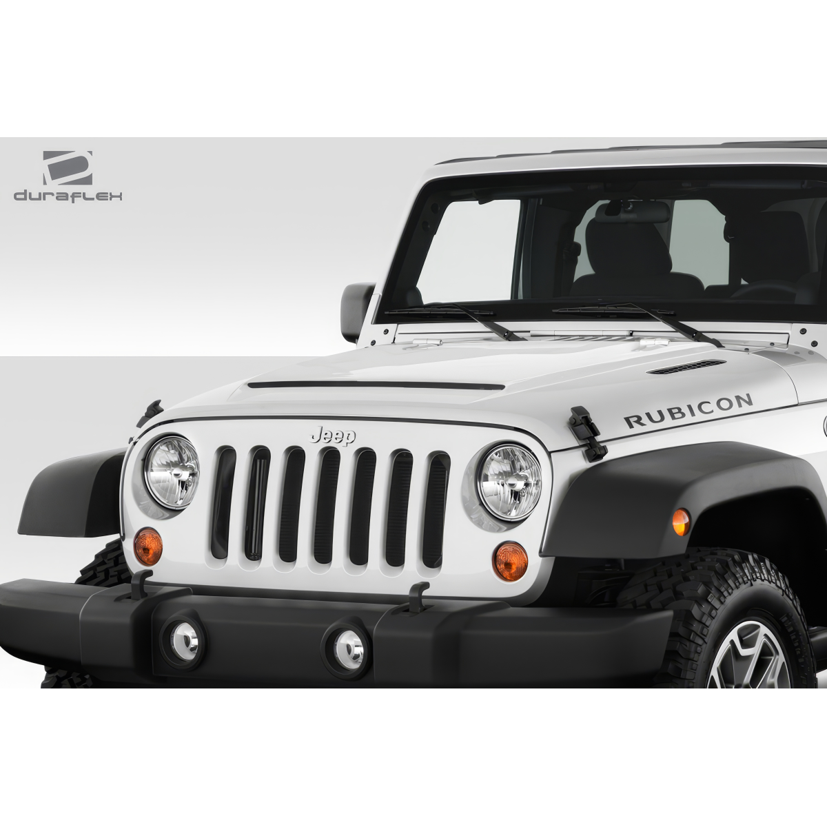 Modify your Jeep Wrangler 2007 with our Exterior/Hoods - Image shows front view of vehicle at eye level