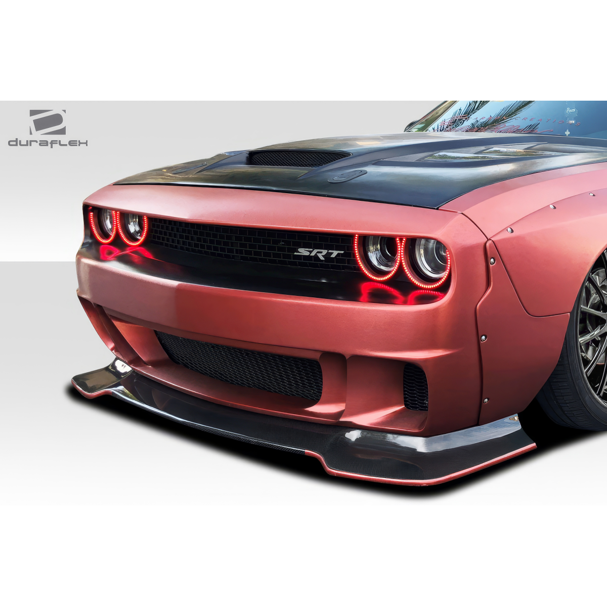 Modify your Dodge Challenger 2015 with our Exterior/Front Bumpers or Lips - Front angle view of a custom bumper design