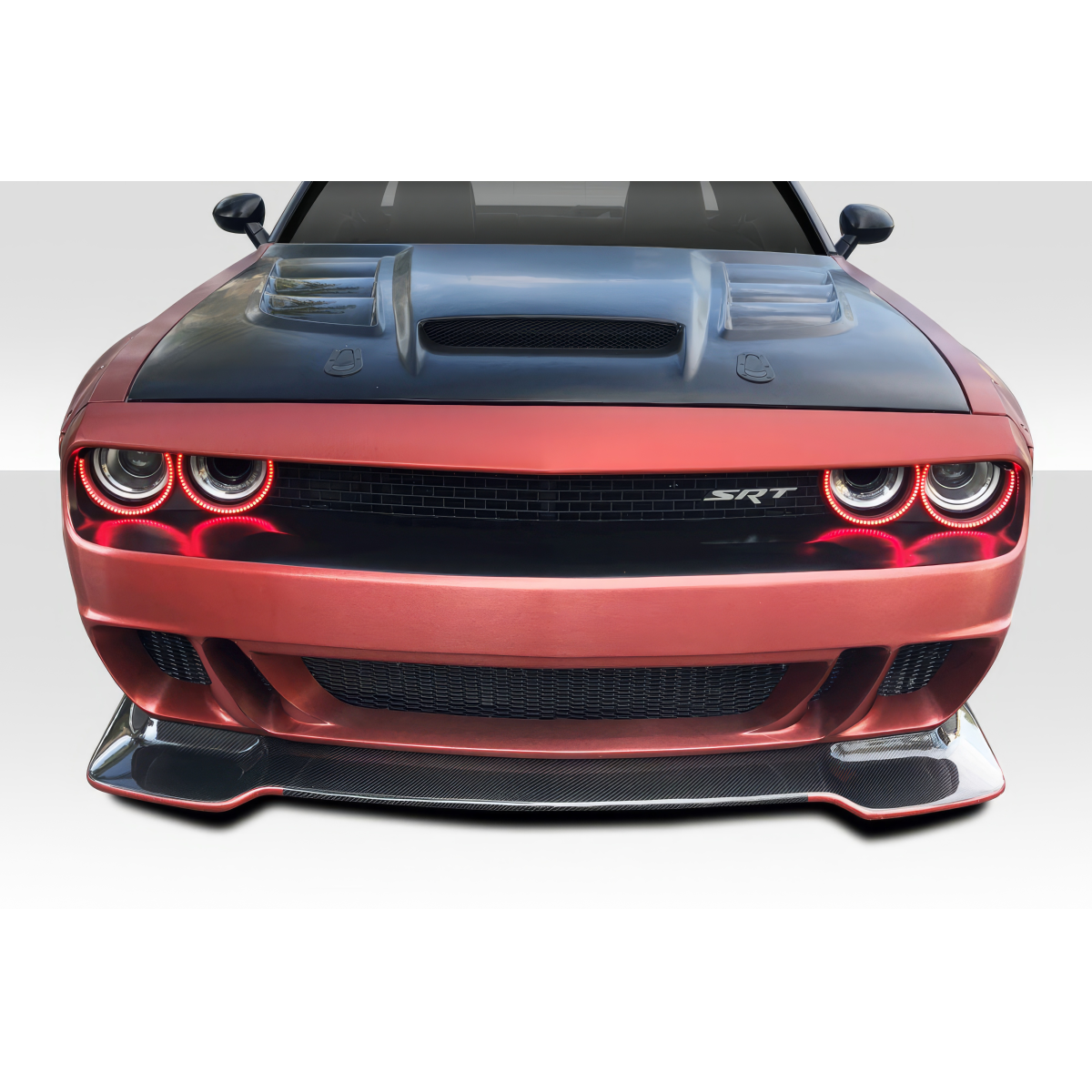 Modify your Dodge Challenger 2015 with our Exterior/Front Bumpers or Lips - Front view of the vehicle at eye level