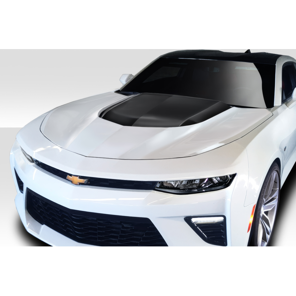 Modify your Chevrolet Camaro 2016 with our Exterior/Hoods - Front angle of the Chevrolet Camaro hood