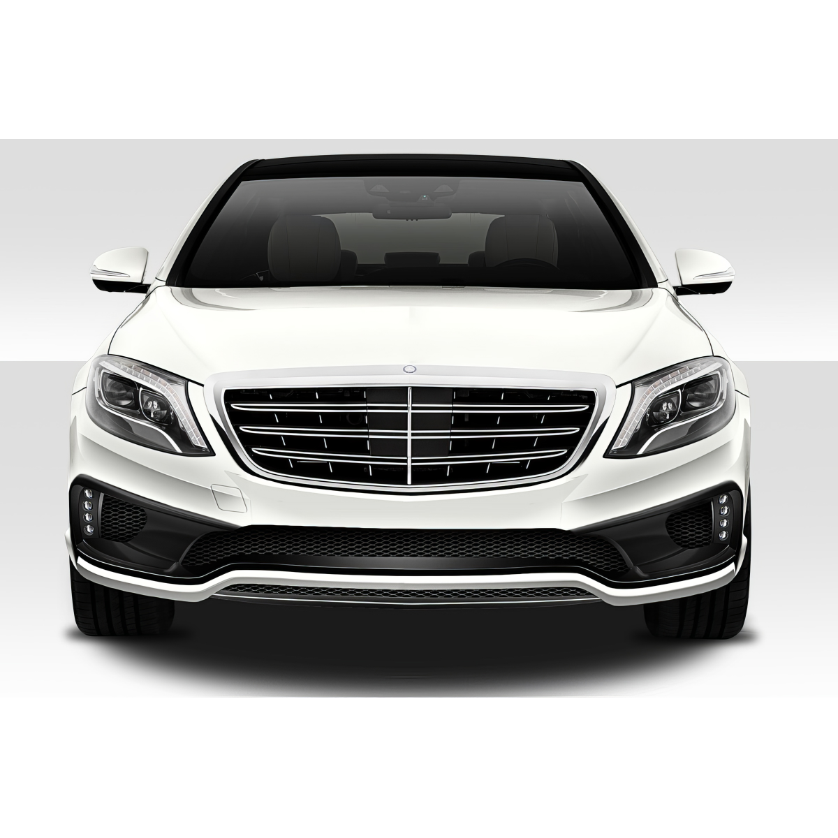 Modify your Mercedes-Benz S-Class 2014 with our Exterior/Front Bumpers - Front view of vehicle part at a straight angle