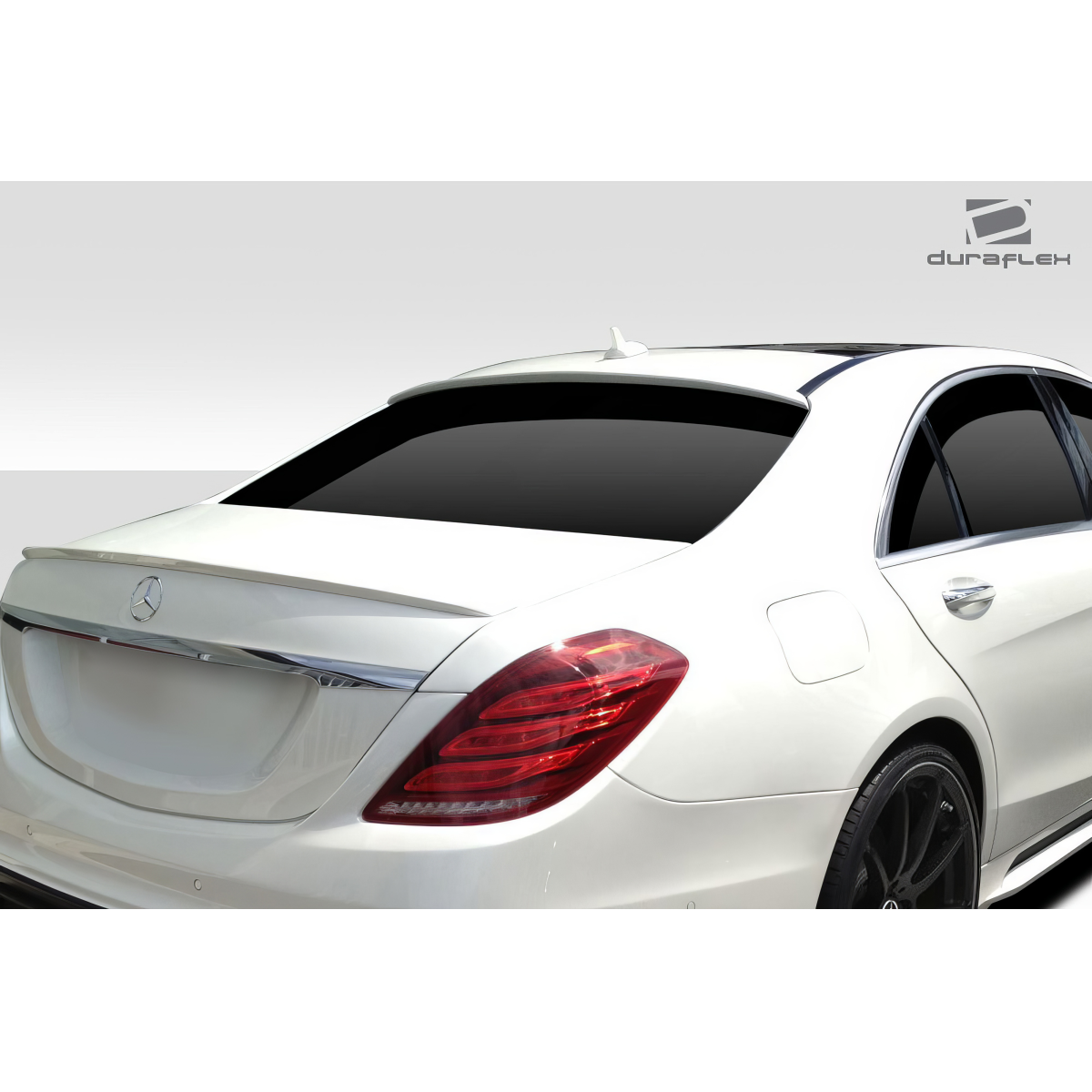 Modify your Mercedes-Benz S-Class 2014 with our Exterior/Wings - Rear angle view of a white Mercedes S-Class