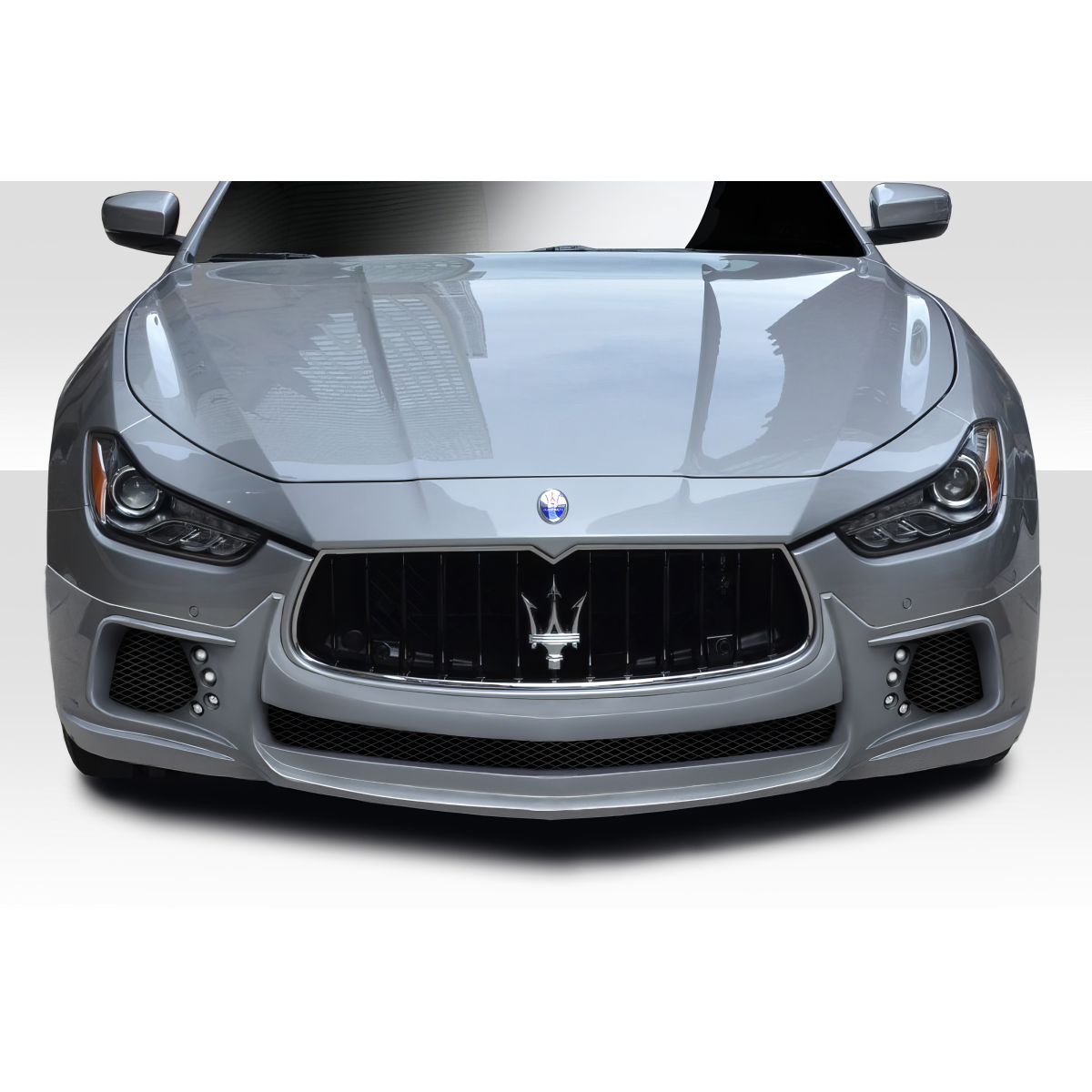 Modify your Maserati Ghibli 2014 with our Exterior/Front Bumpers or Lips - Front view of car at eye level angle