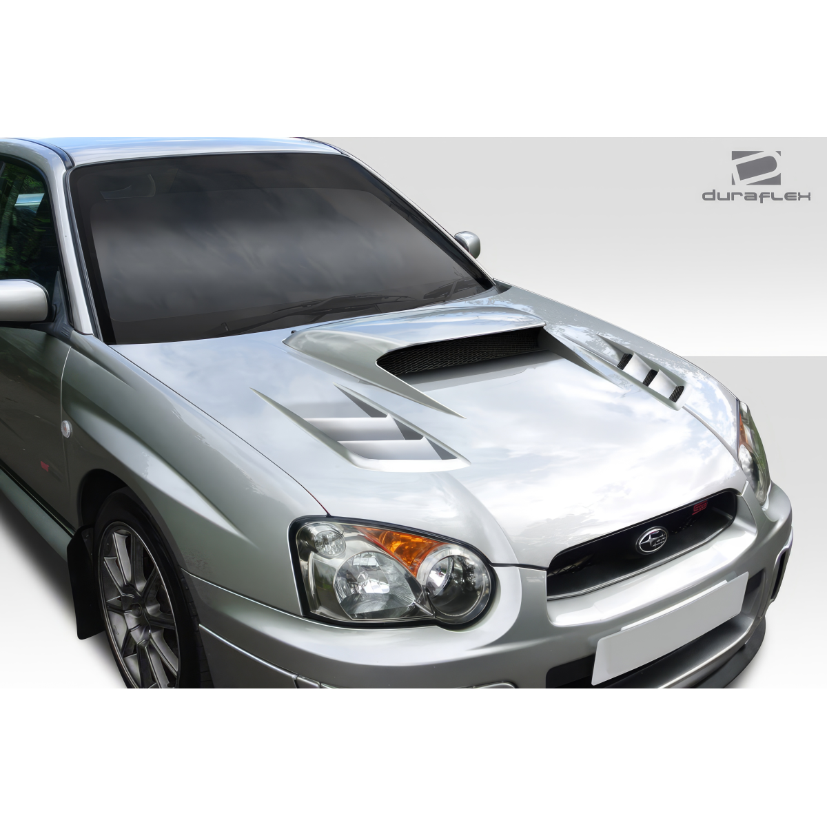 Modify your Subaru Impreza 2004 with our Exterior/Hoods - Viewed from slightly above at a front angle