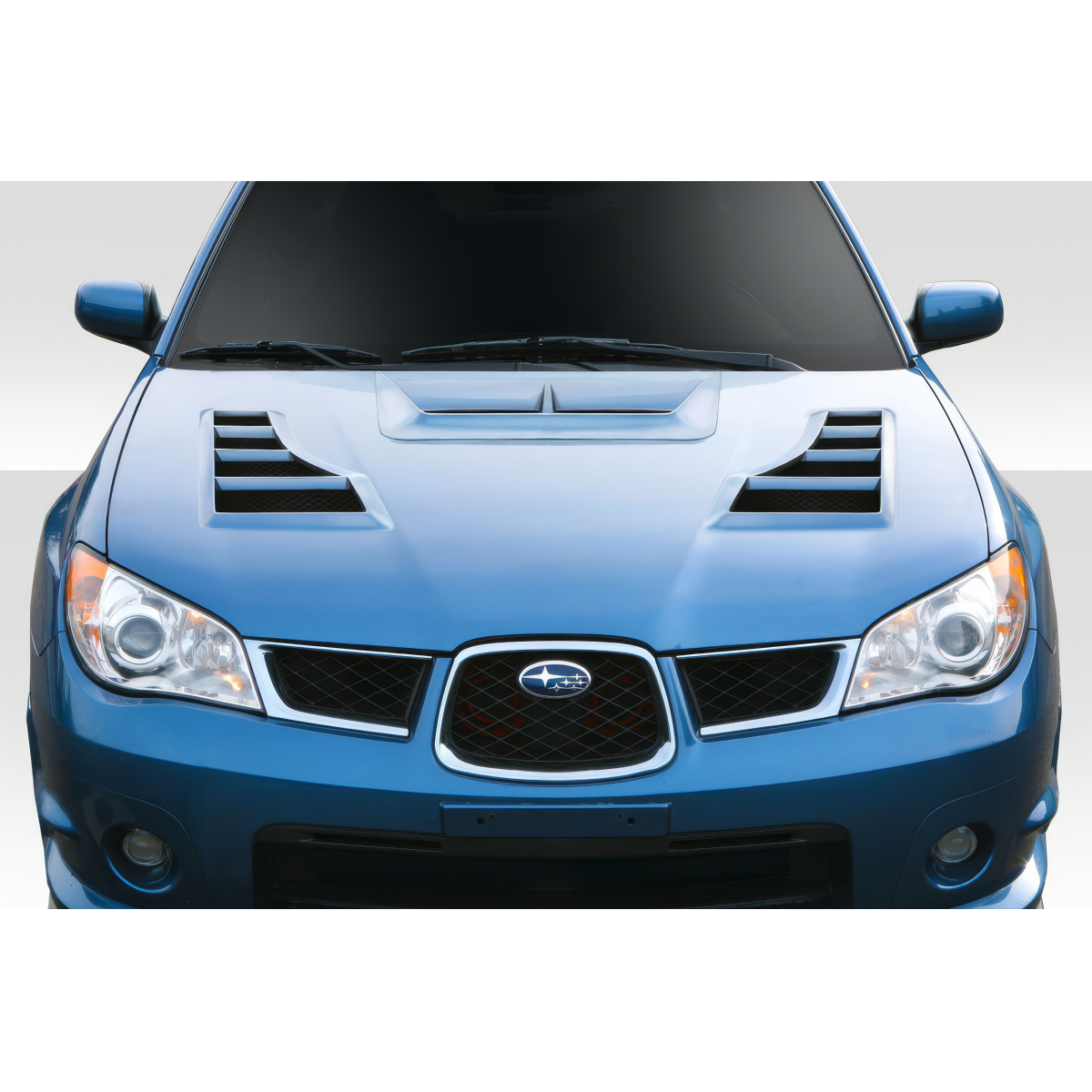 Modify your Subaru Impreza 2006 with our Exterior/Hoods - Front view of the vehicle from eye level