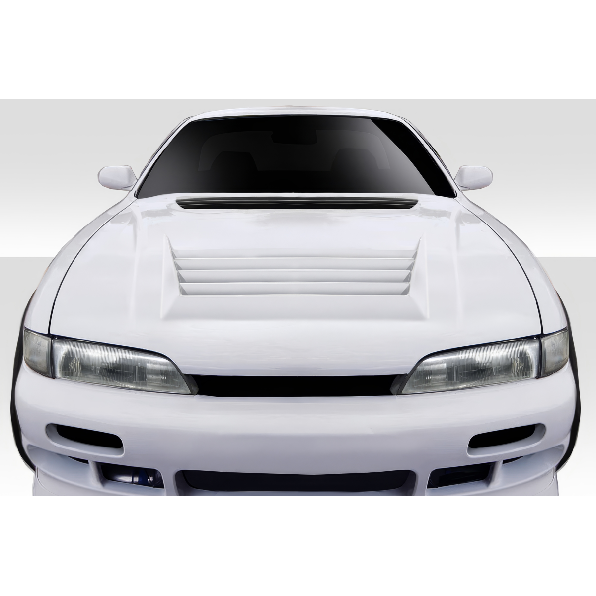 Modify your Nissan 240SX 1995 with our Exterior/Hoods - Front view of the hood at a low angle