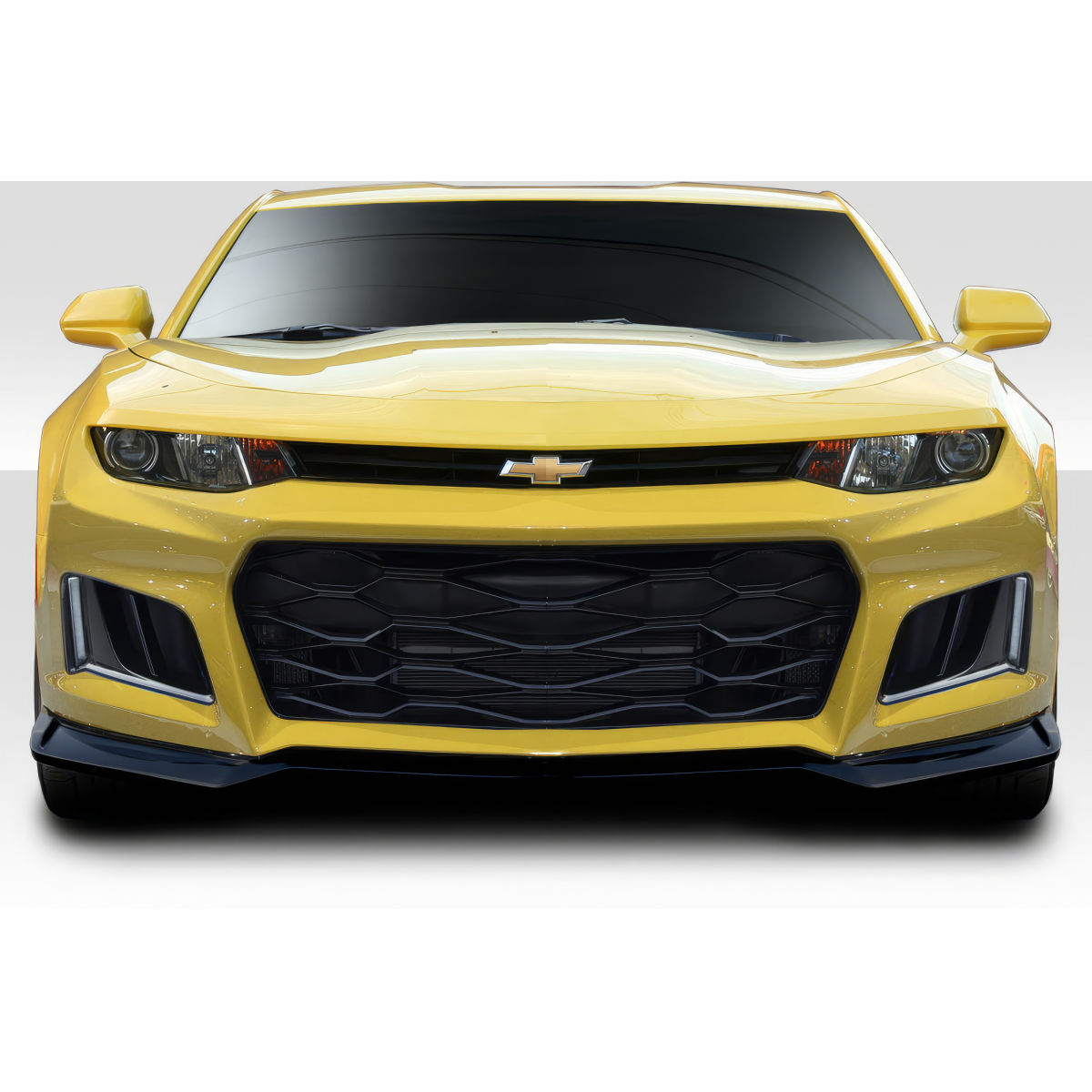 Modify your Chevrolet Camaro 2016 with our Exterior/Front Bumpers or Lips - Front view of the vehicle at a straight angle