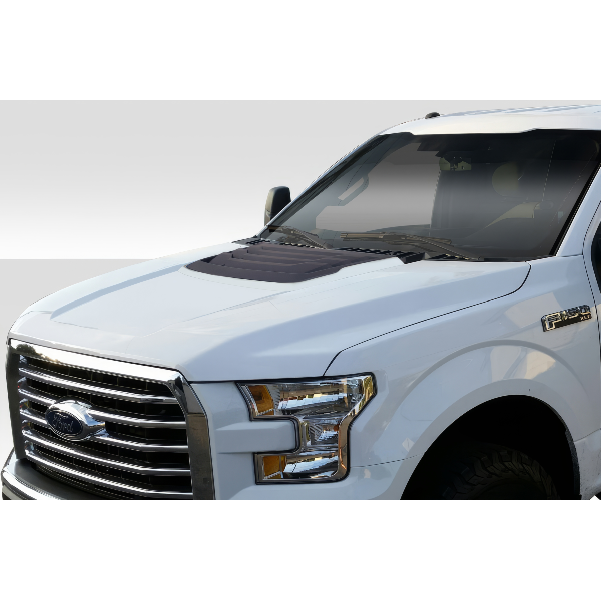 Modify your Ford F-150 2015 with our Exterior/Hoods - Angular view of Ford F-150 hood from the front