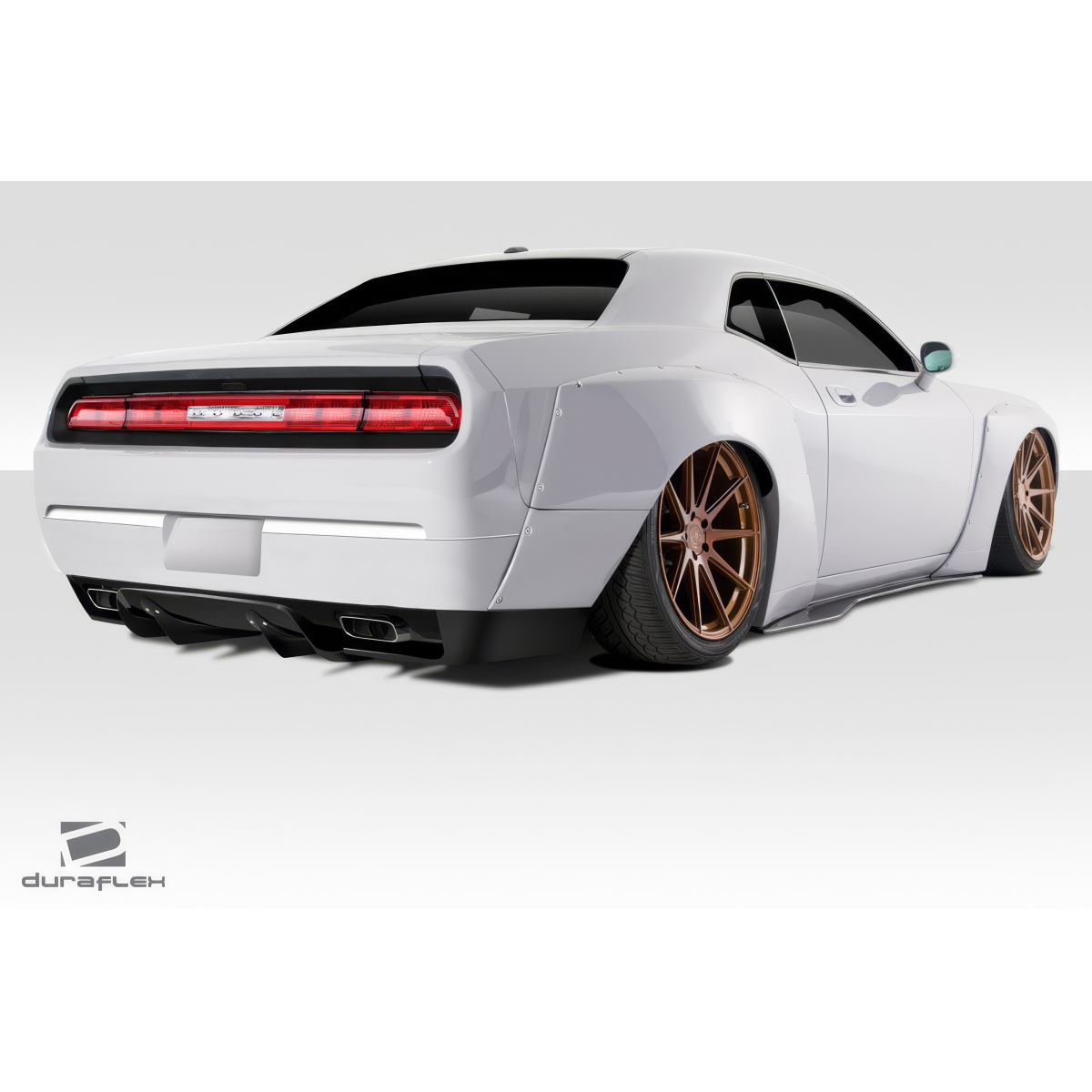 Modify your Dodge Challenger 2008 with our Exterior/Complete Body Kits - Rear angle showing body kit and wheels