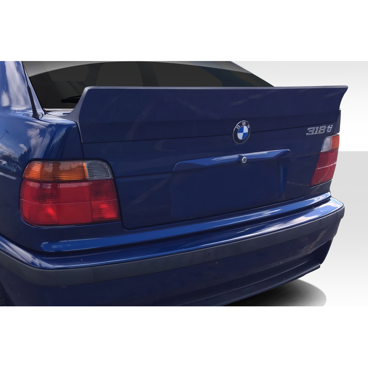 Modify your BMW 3-Series 1992 with our Exterior/Wings - Image shows rear view at a slight angle