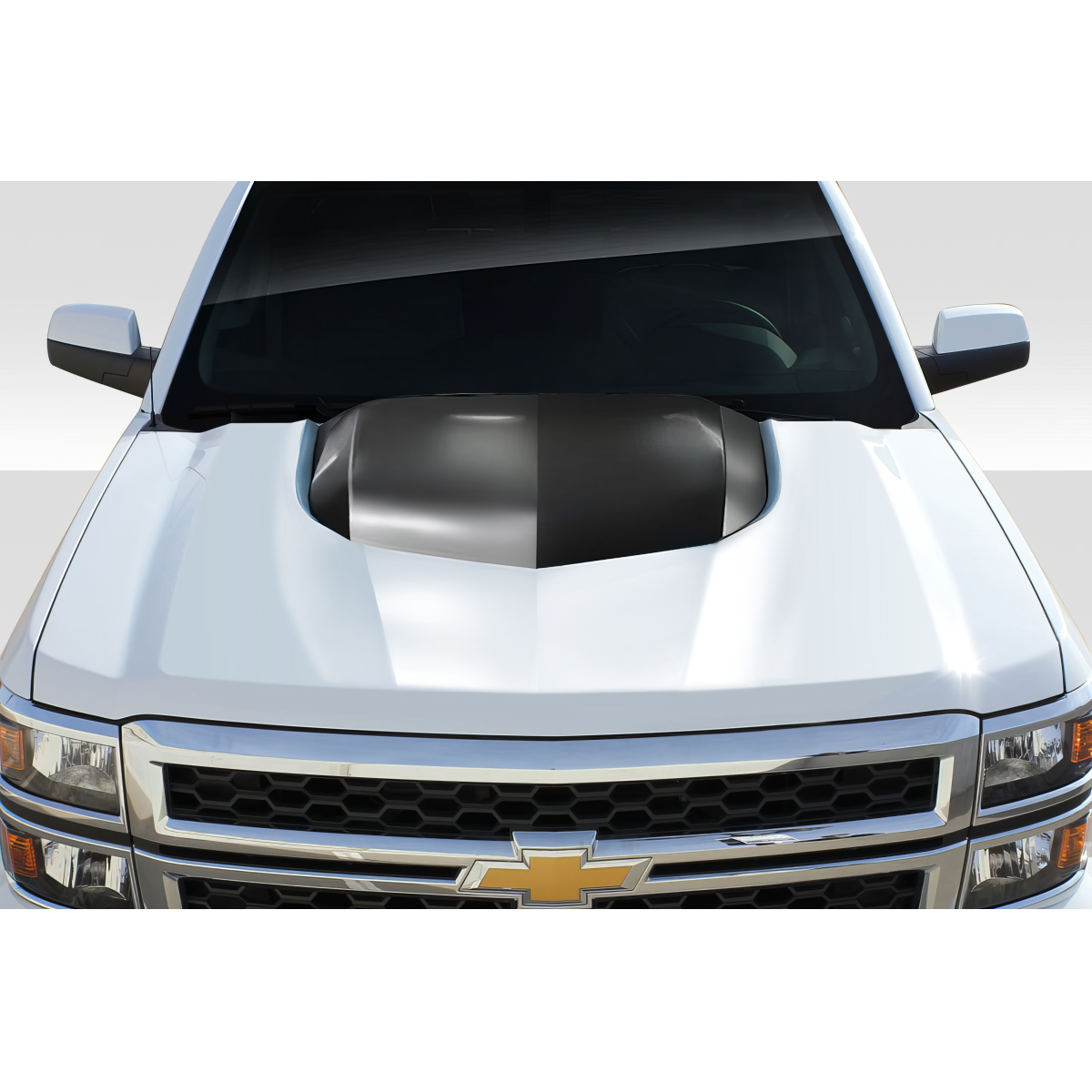 Modify your Chevrolet Silverado 2014 with our Exterior/Hoods - Top down view of hood at a slight angle