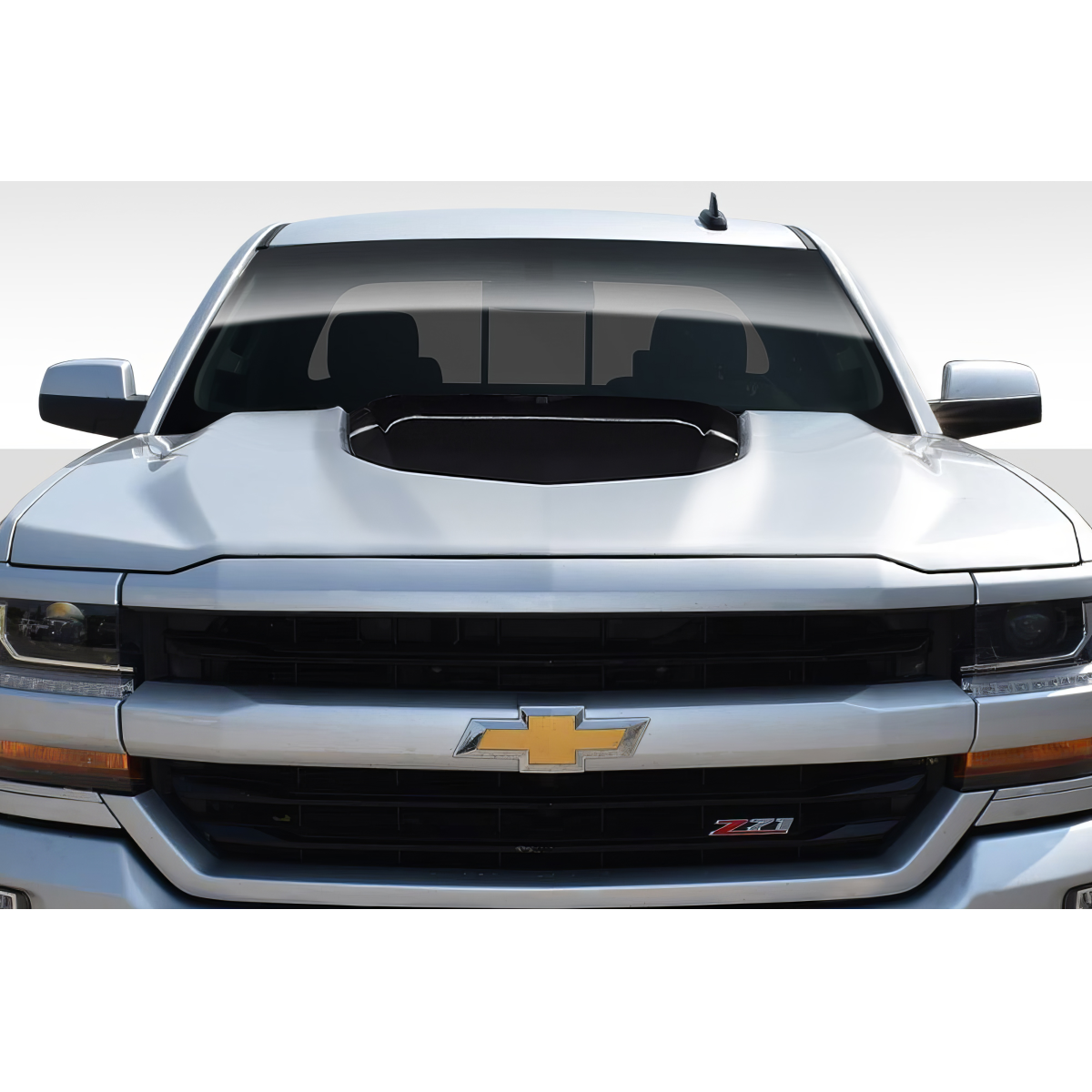 Modify your Chevrolet Silverado 2016 with our Exterior/Hoods - Front view of Chevrolet Silverado hood