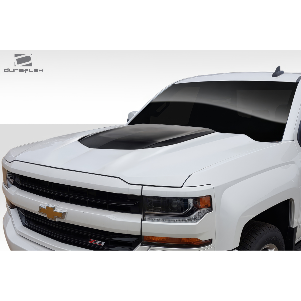 Modify your Chevrolet Silverado 2016 with our Exterior/Hoods - Frontal angle of the Chevrolet Silverado hood