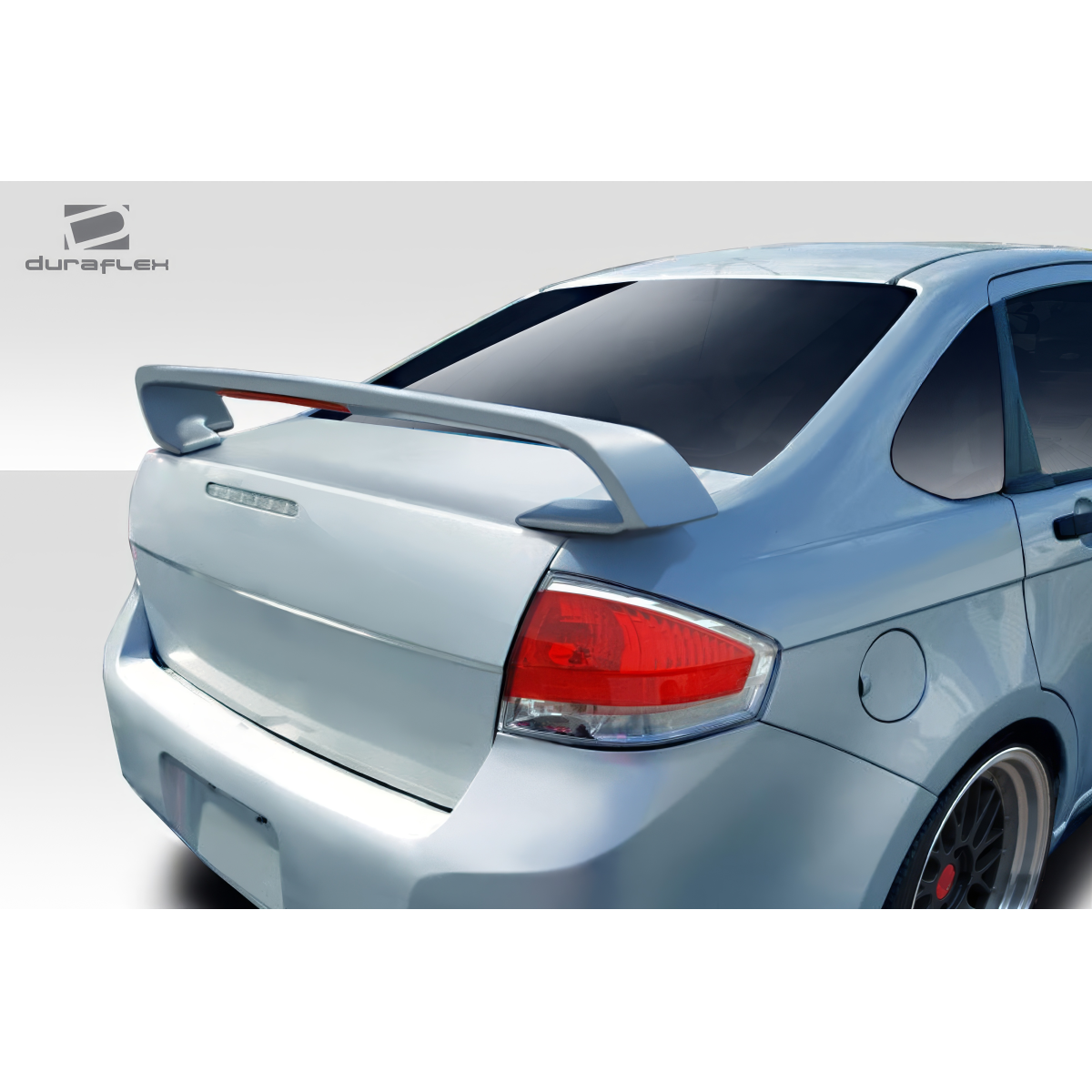 Modify your Ford Focus 2008 with our Exterior/Wings - Rear angle view of the wing spoiler on vehicle