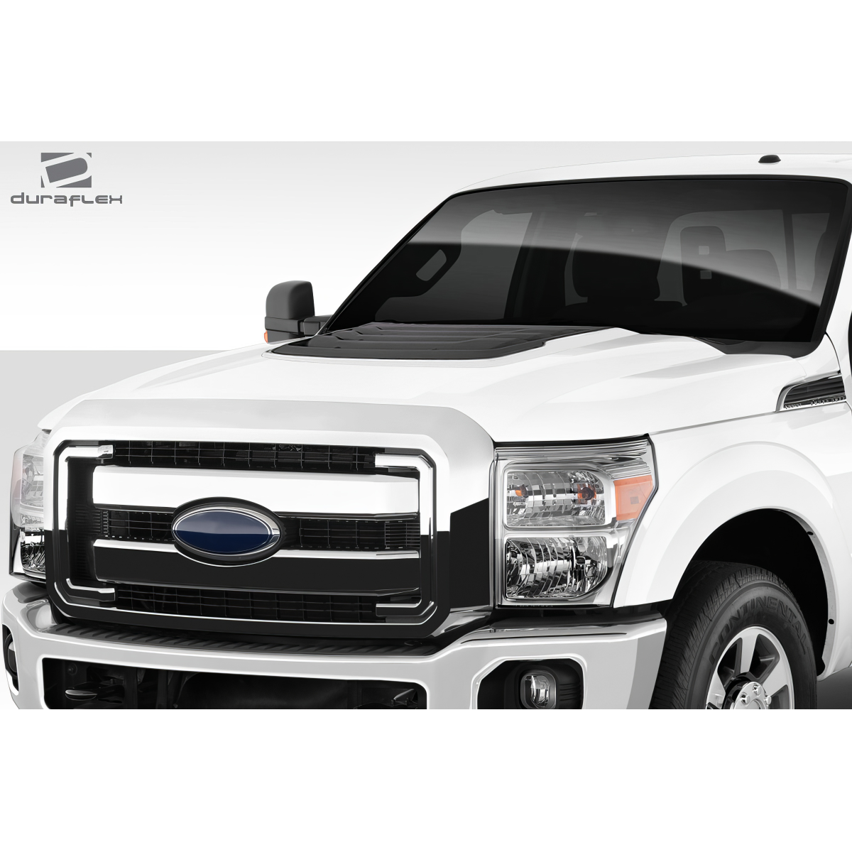 Modify your Ford F-250 Super Duty 2011 with our Exterior/Hoods - Front angle view of Ford F250 Raptor Look Hood