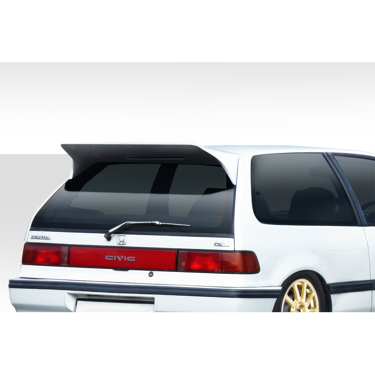 Modify your Honda Civic 1988 with our Exterior/Wings - Rear angle view of the Honda Civic hatchback