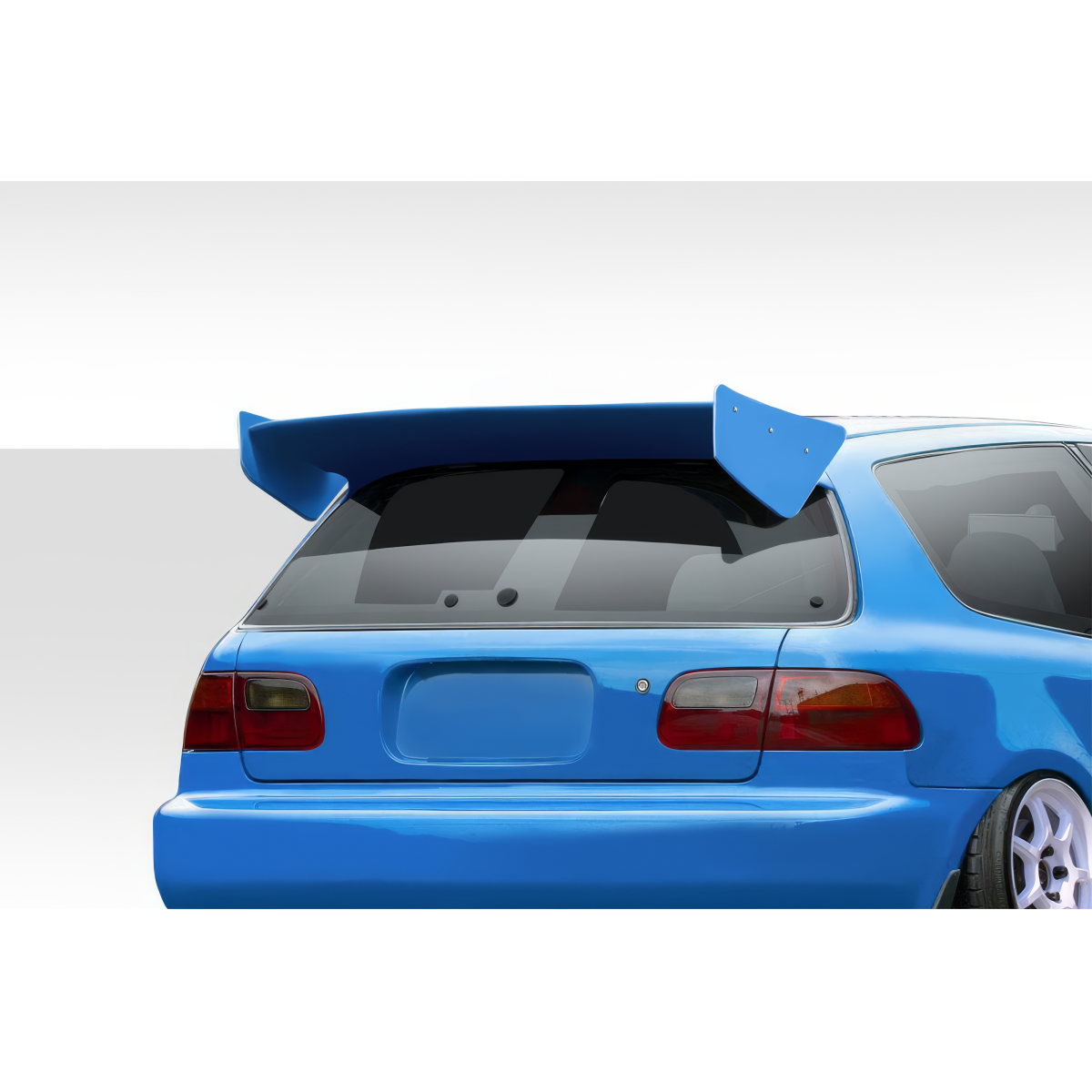 Modify your Honda Civic 1992 with our Exterior/Wings - Rear angle view of the spoiler on the vehicle