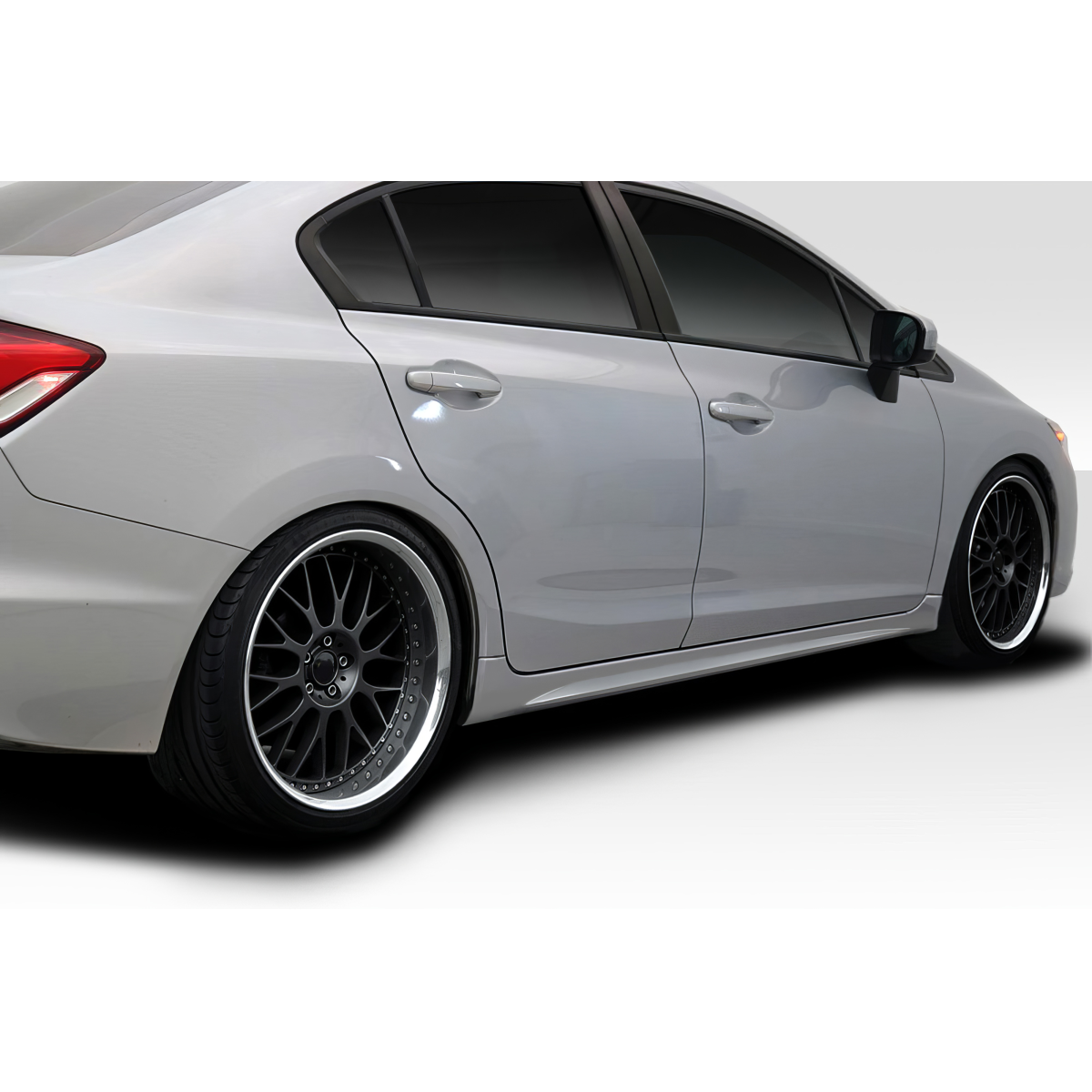 Modify your Honda Civic 2012 with our Exterior/Side Skirts - Image shows side angle of the vehicle