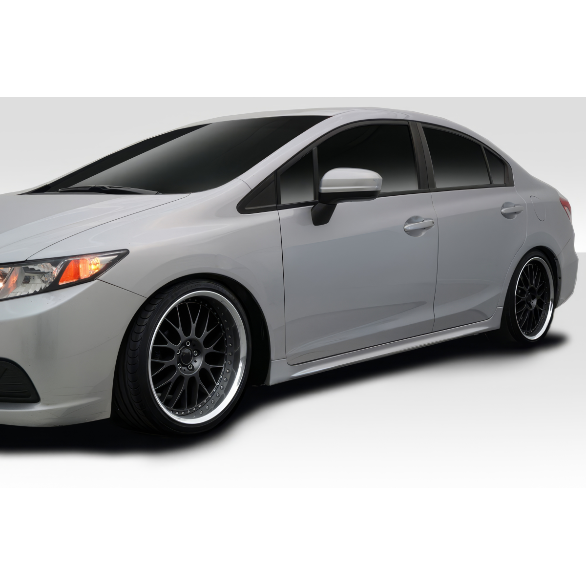 Modify your Honda Civic 2012 with our Exterior/Side Skirts - Side profile view of the car from a slight angle