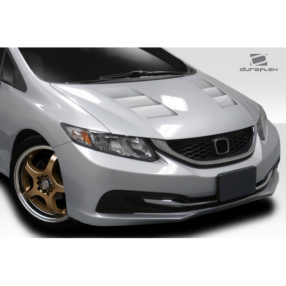 Modify your Honda Civic 2012 with our Exterior/Hoods - Angled view showcasing the hood of the vehicle