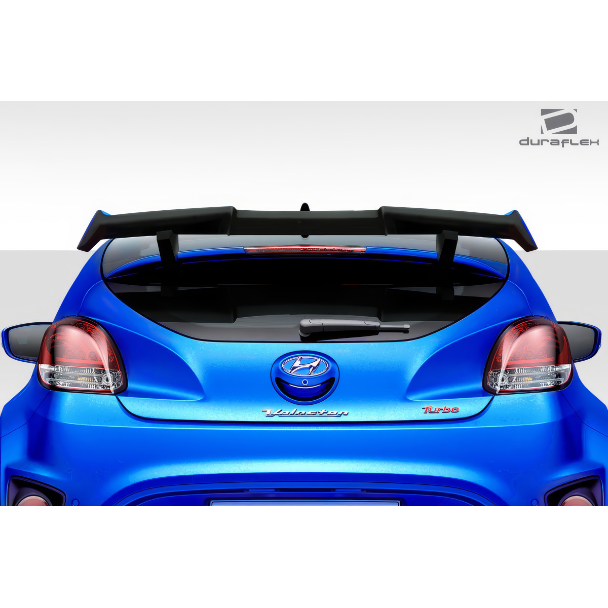 Modify your Hyundai Veloster 2012 with our Exterior/Wings - Rear view slightly high angle showing wing spoiler