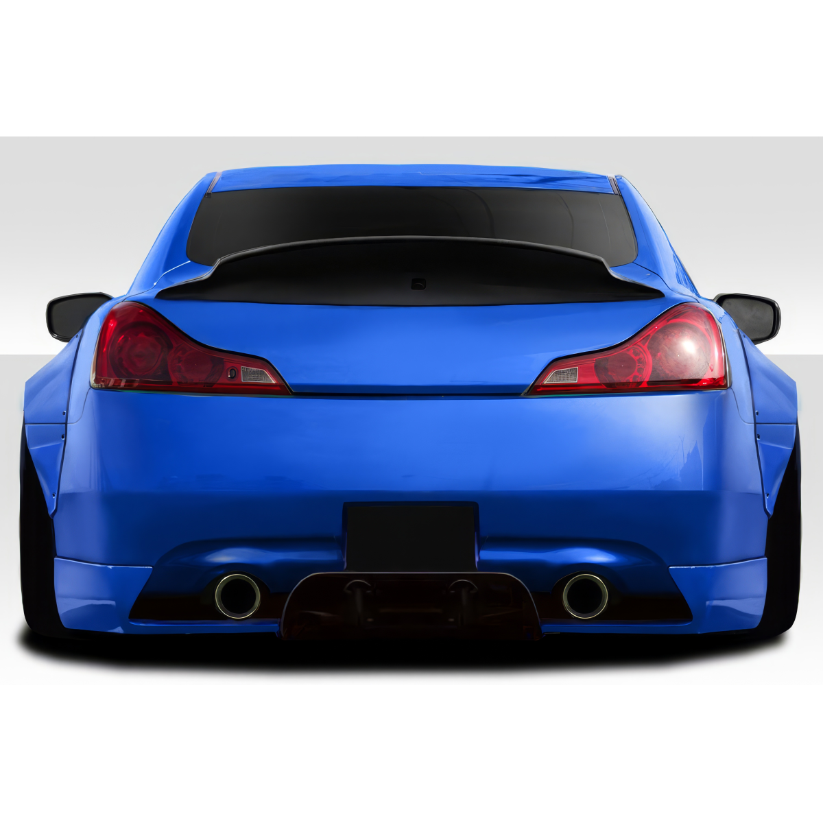 Modify your Infiniti G37 2008 with our Exterior/Wings - Rear view of a blue car showing wing spoiler