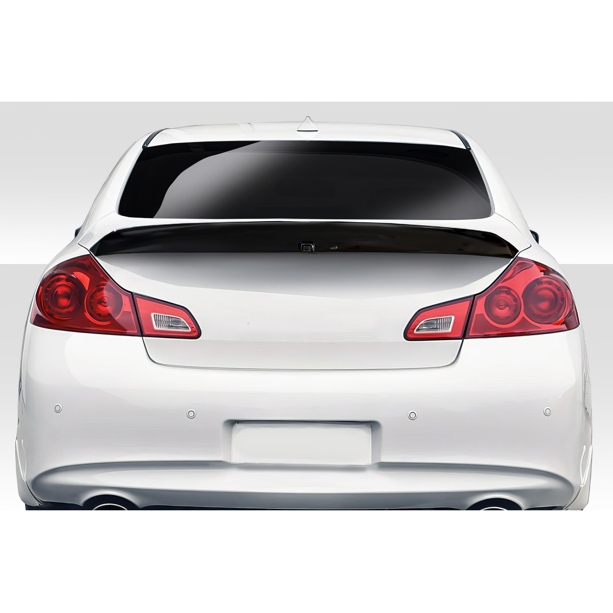 Modify your Infiniti G35 2007 with our Exterior/Wings - Rear view angle of a car showing spoiler