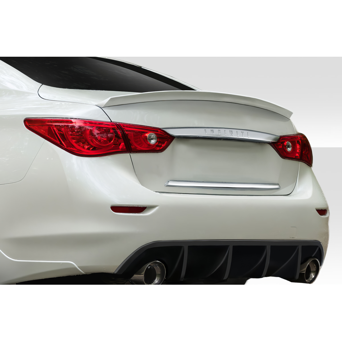 Modify your Infiniti Q50 2014 with our Exterior/Wings - Rear view at a slight angle from the side