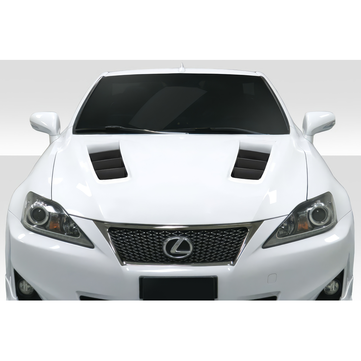 Modify your Lexus IS Series 2006 with our Exterior/Hoods - Front view of a sports hood at a straight angle