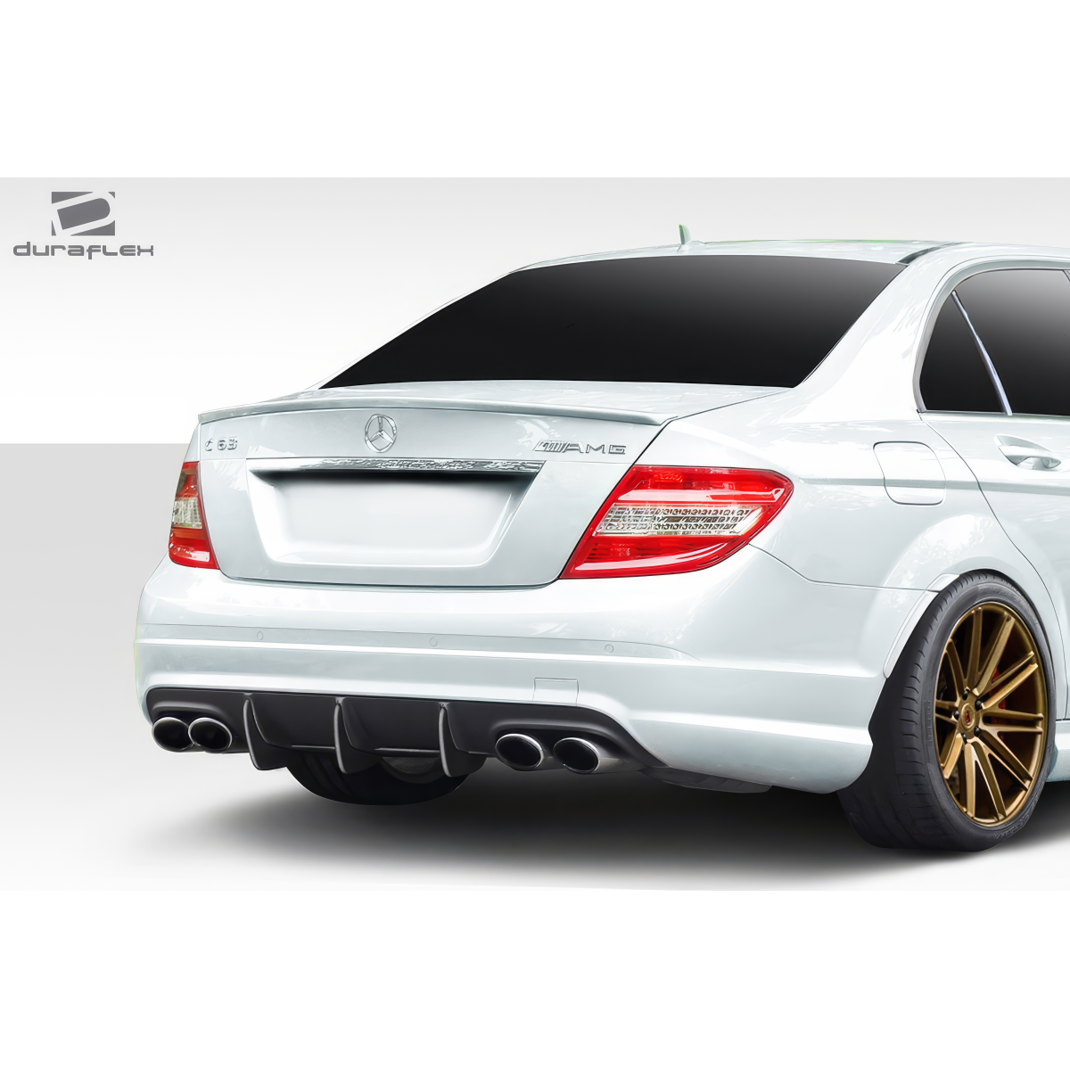 Modify your Mercedes-Benz C300 2008 with our Exterior/Diffusers - Rear angle view showcasing diffuser details