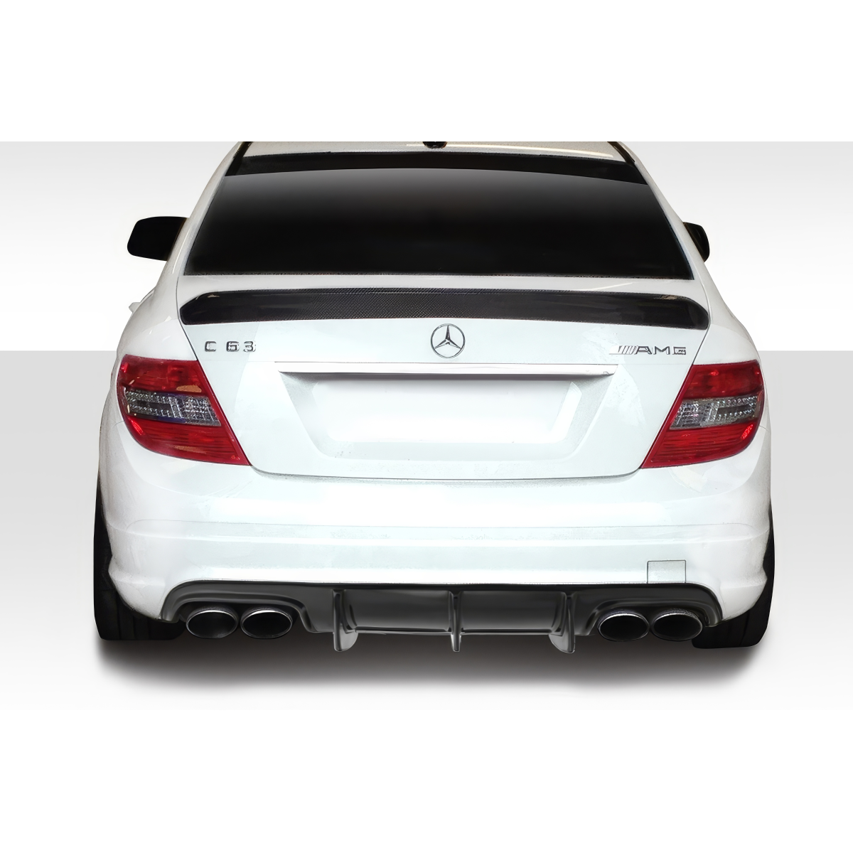 Modify your Mercedes-Benz C300 2008 with our Exterior/Diffusers - Rear view of vehicle at low angle with focus on diffuser