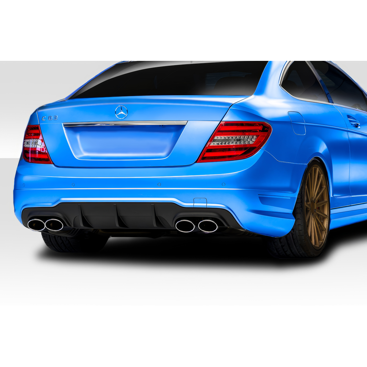 Modify your Mercedes-Benz C300 2012 with our Exterior/Diffusers - Rear angle view of vehicle showcasing rear diffuser