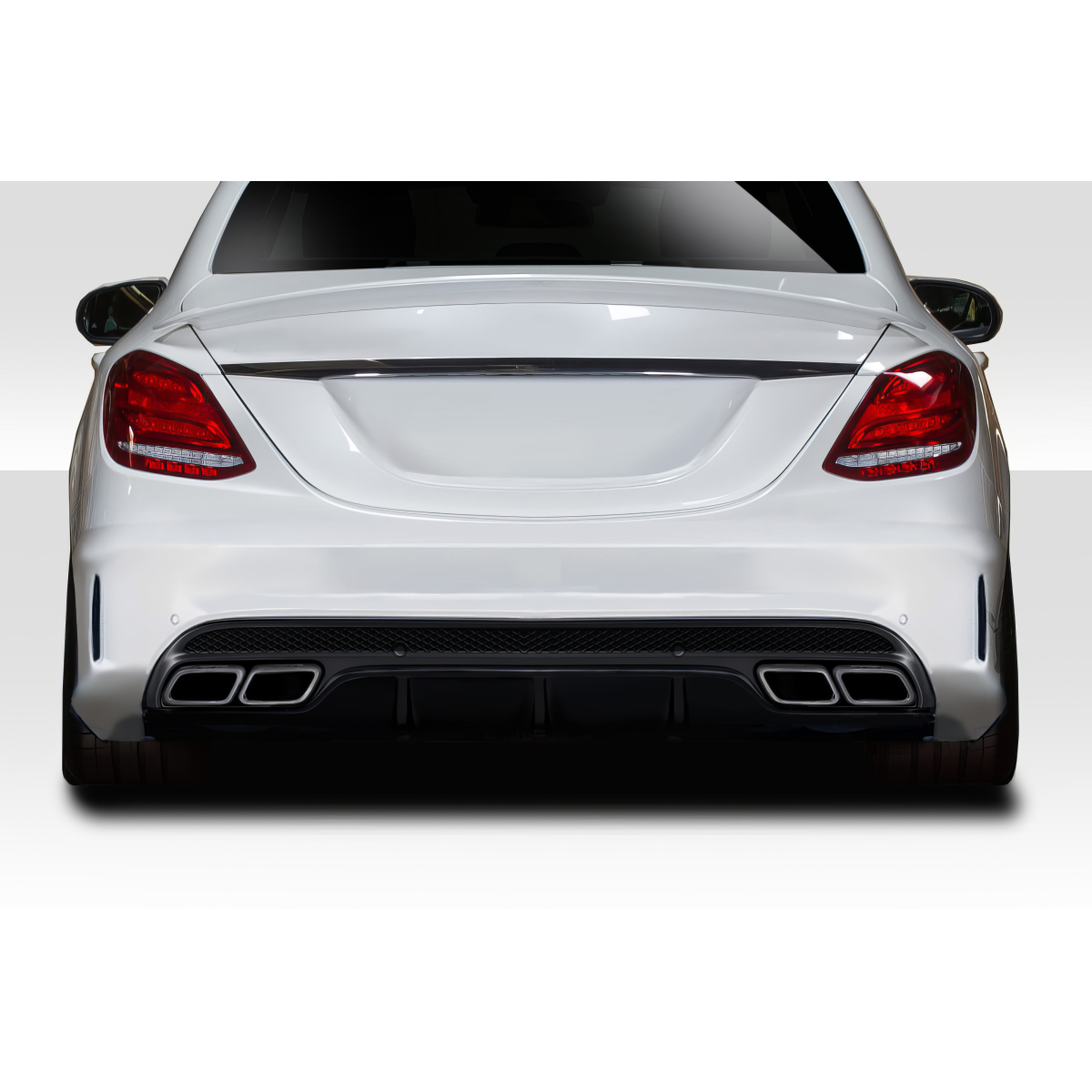 Modify your Mercedes-Benz C300 2015 with our Exterior/Diffusers - Rear view perspective from a straight angle