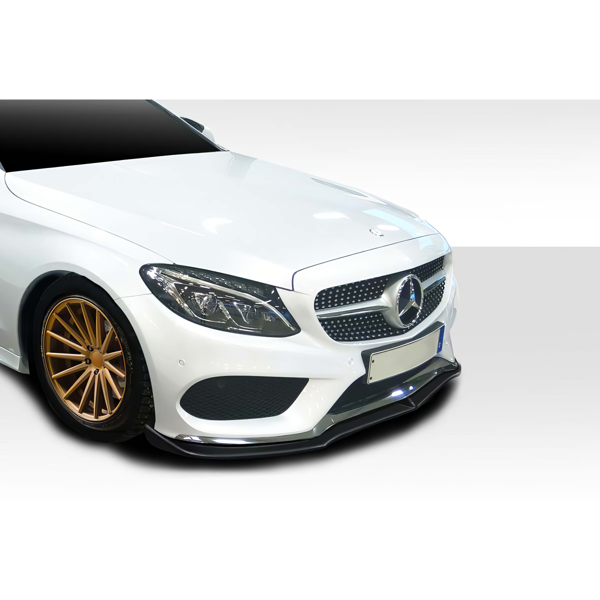 Modify your Mercedes-Benz C300 2015 with our Exterior/Front Bumpers or Lips - Viewed at a low angle from the front