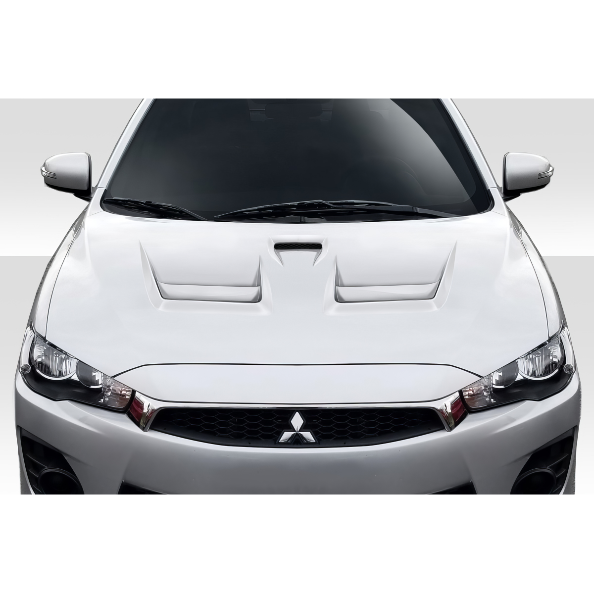 Modify your Mitsubishi Evolution 2008 with our Exterior/Hoods - Top down view of the vehicle hood