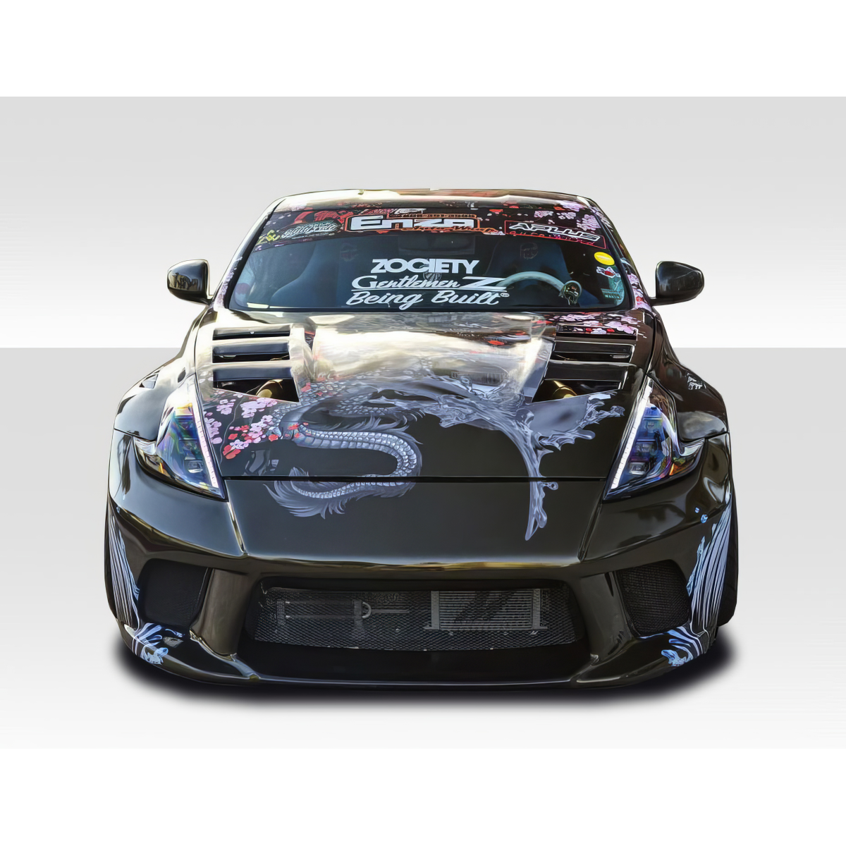 Modify your Nissan 370Z 2009 with our Exterior/Hoods - Front view of the Nissan 370Z with custom hood