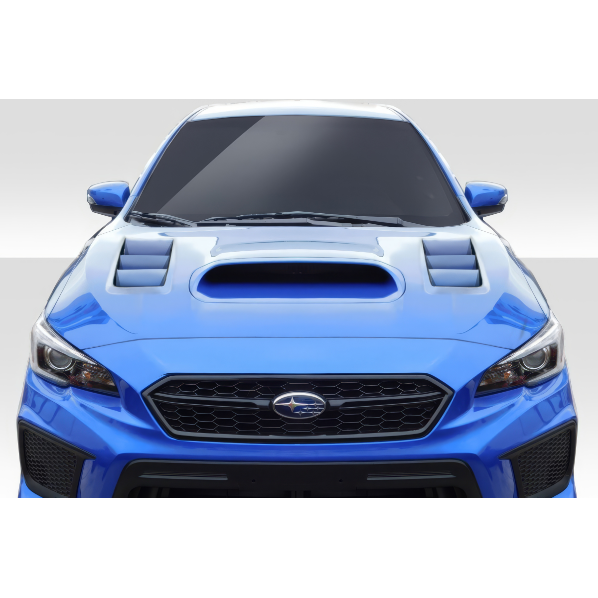 Modify your Subaru WRX 2015 with our Exterior/Hoods - Front view of the vehicle at a straight angle
