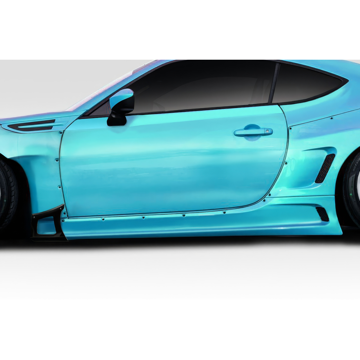 Modify your Subaru BRZ 2013 with our Exterior/Side Skirts - Side view of the car at a slight angle