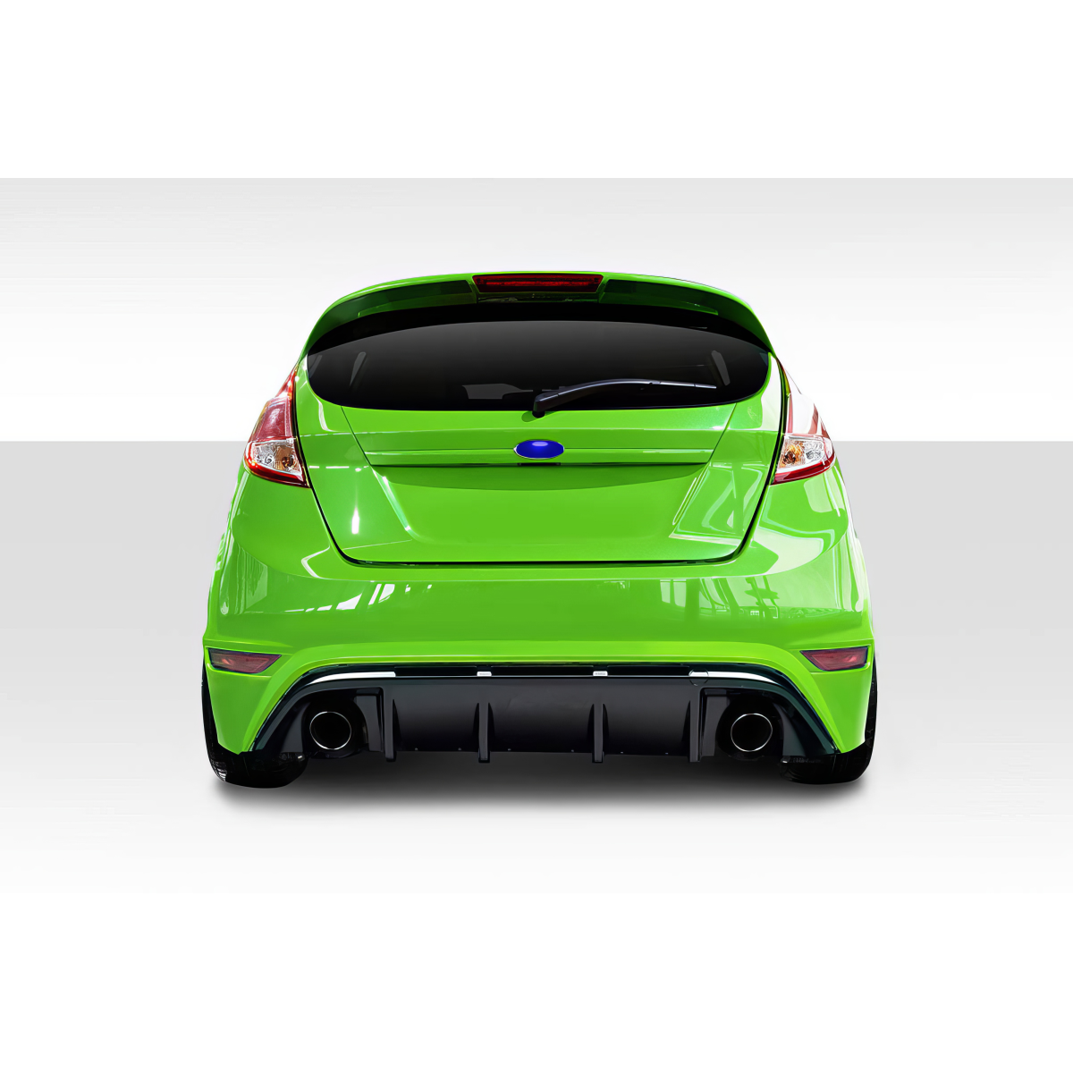 Modify your Ford Fiesta 2014 with our Exterior/Rear Bumpers or Lips - Rear view of a bright green Ford Fiesta