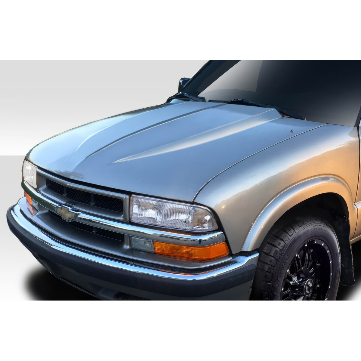 Modify your Chevrolet Blazer 1994 with our Exterior/Hoods - Front quarter view of hood at slight angle