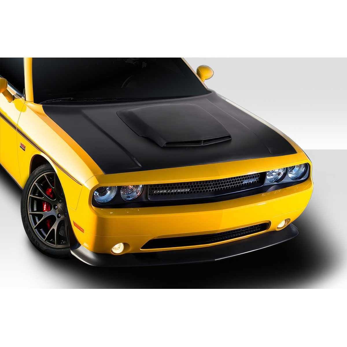 Modify your Dodge Challenger 2008 with our Exterior/Hoods - Front angled view of the hood design