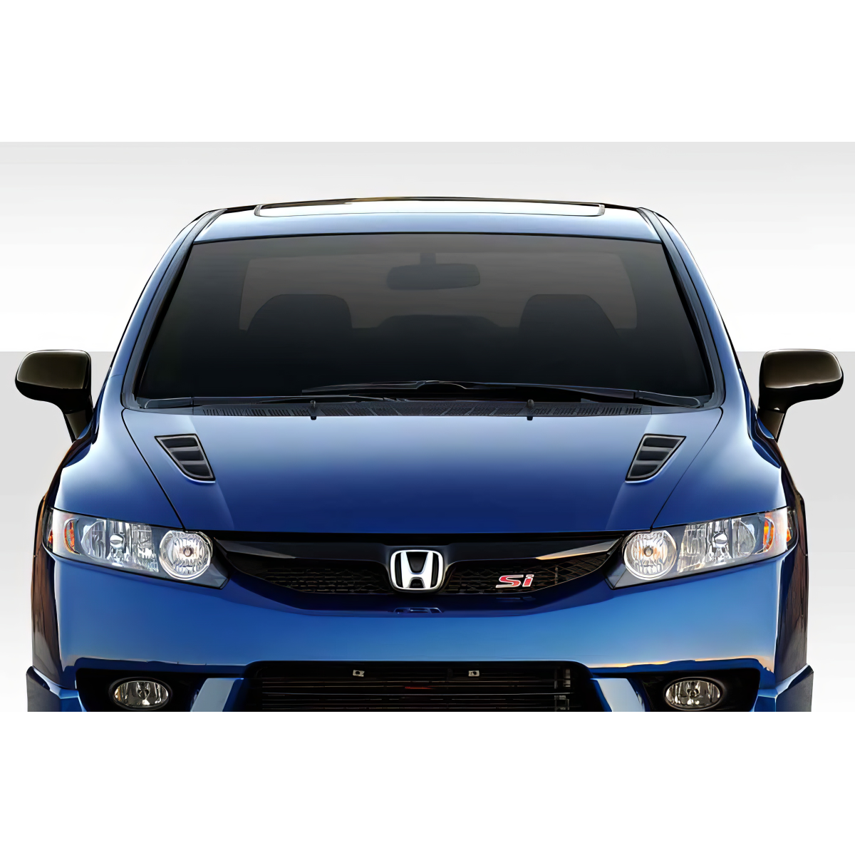 Modify your Honda Civic 2006 with our Exterior/Hoods - Front view of the vehicle at zero degrees angle