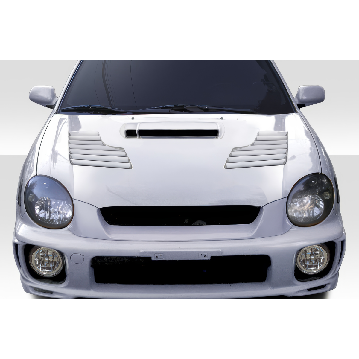 Modify your Subaru Impreza 2002 with our Exterior/Hoods - Front view showing hood design and vents