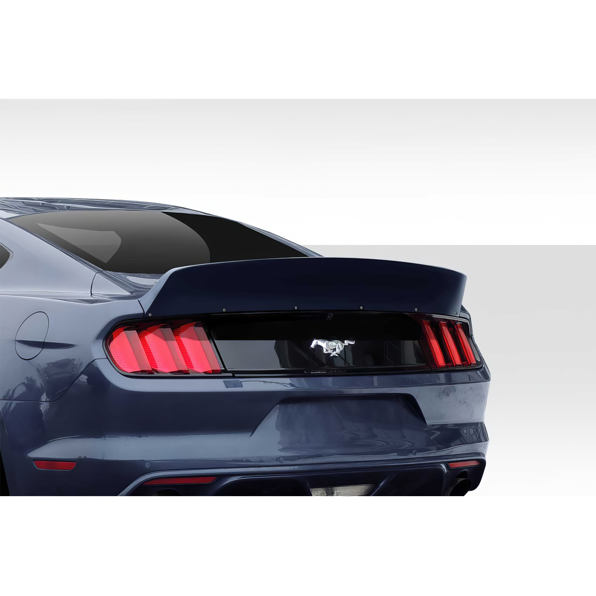 Modify your Ford Mustang 2015 with our Exterior/Wings - Rear angle showing duckbill wing spoiler