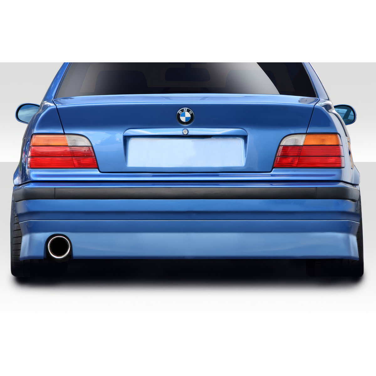Modify your BMW 3-Series 1992 with our Exterior/Rear Bumpers or Lips - Showing rear view at a straight angle