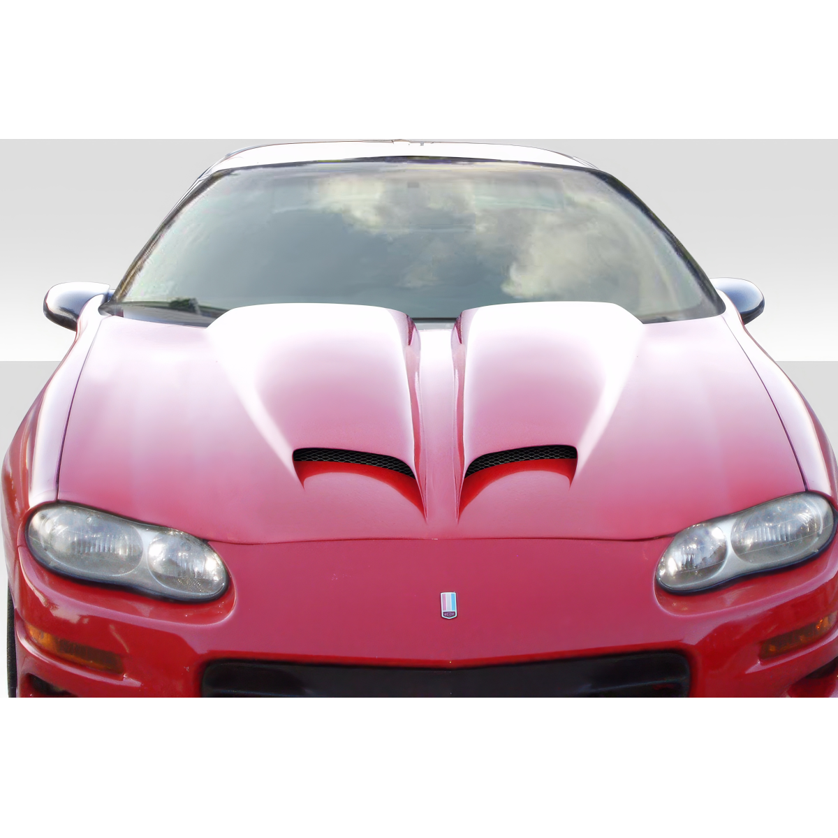 Modify your Chevrolet Camaro 1998 with our Exterior/Hoods - Image shows front view at eye level angle