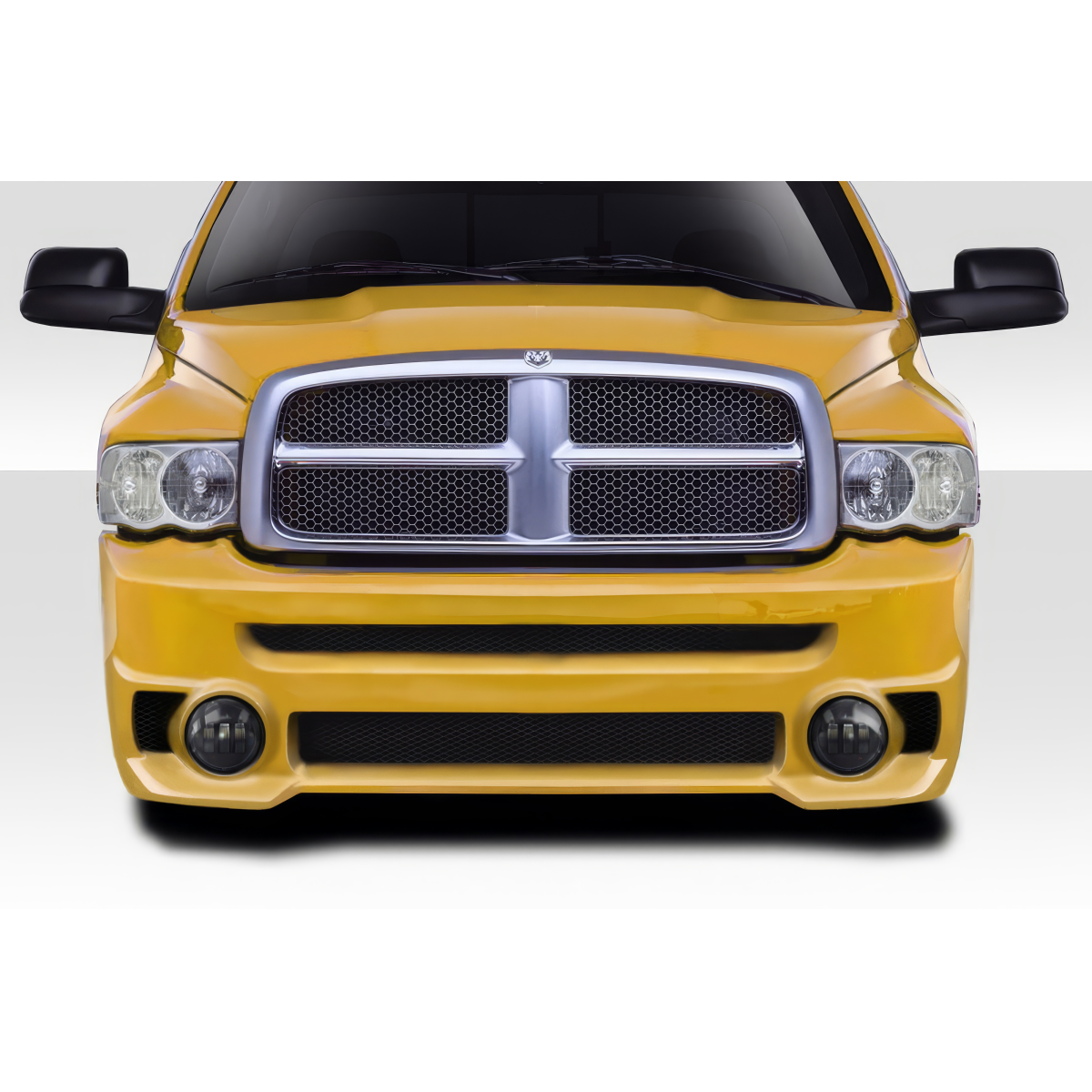 Modify your Dodge Ram 2002 with our Exterior/Front Bumpers or Lips - Front view of a yellow Dodge Ram bumper