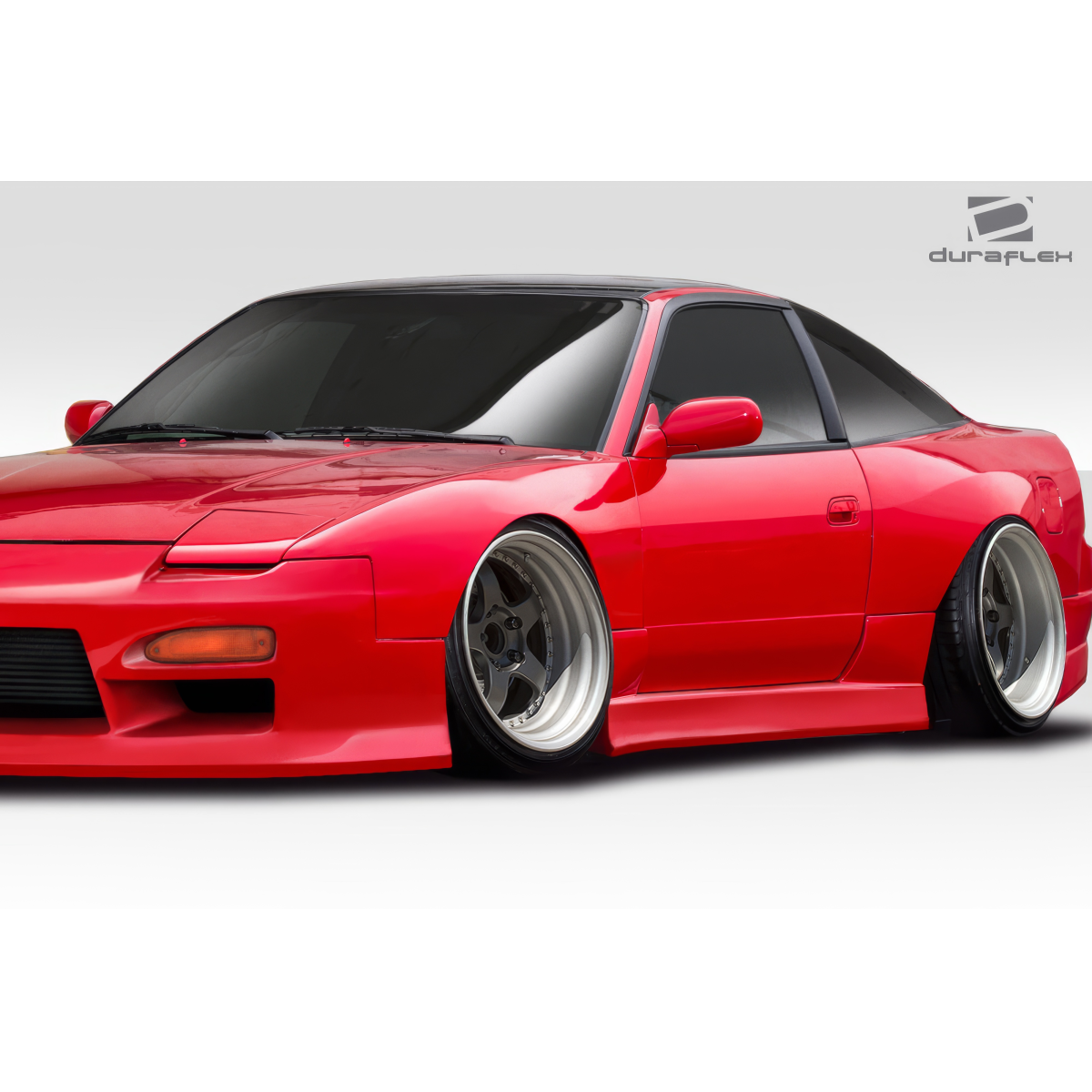 Modify your Nissan 240SX 1989 with our Exterior/Side Skirts - Car viewed from the front at a low angle