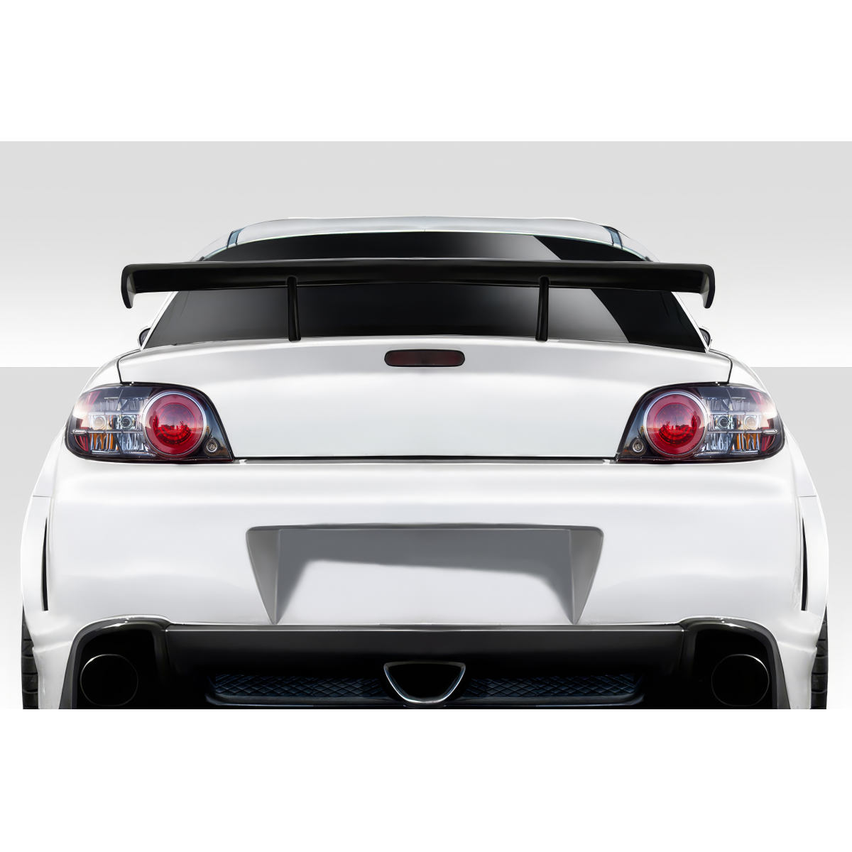 Modify your Mazda RX-8 2004 with our Exterior/Wings - Rear view angle shows trunk lid and spoiler